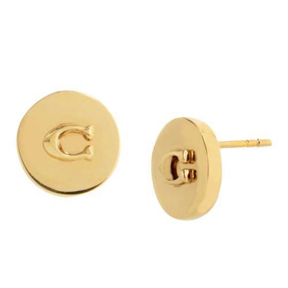 Coach Signature Disc Stud Earrings - Picture 2 of 5